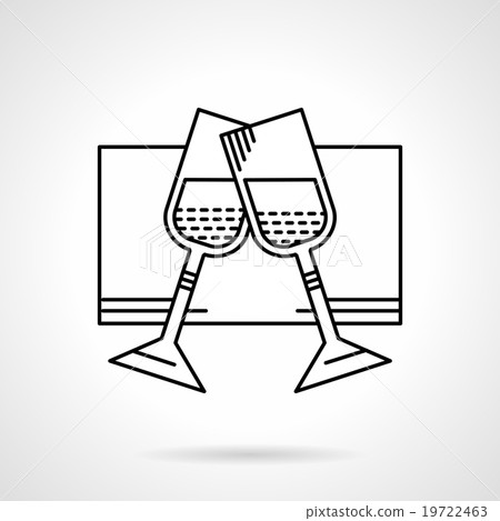 Glasses of champagne black flat line vector icon Glasses of champagne black flat line vector icon 19722463