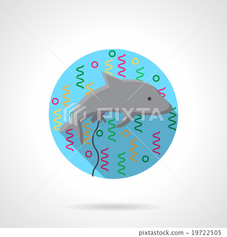 Gray dolphin balloon flat round vector icon 19722505