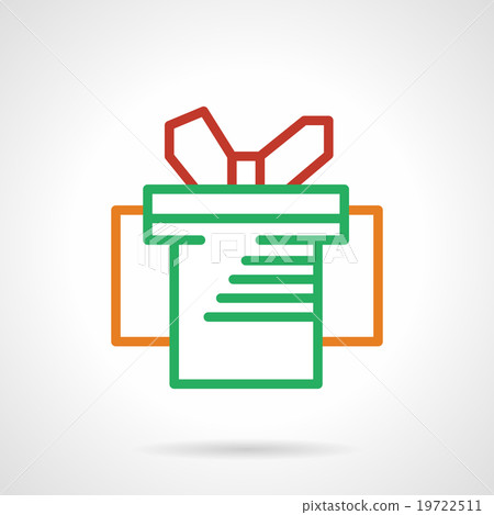 Green box with red bow simple line vector icon Green box with red bow simple line vector icon 19722511