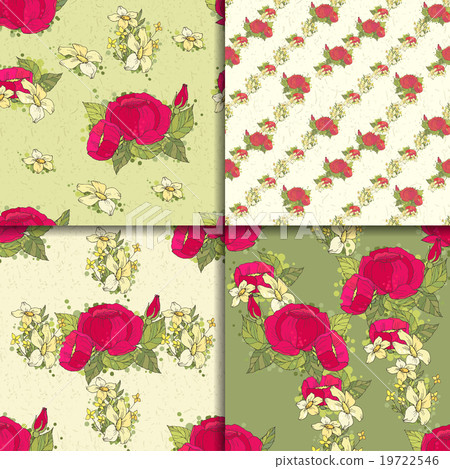 Seamless floral pattern set with peonies 19722546