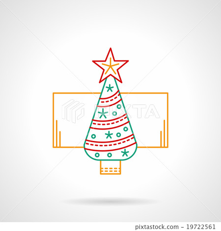 Ornate fir tree thin color line vector icon Ornate fir tree thin color line vector icon 19722561