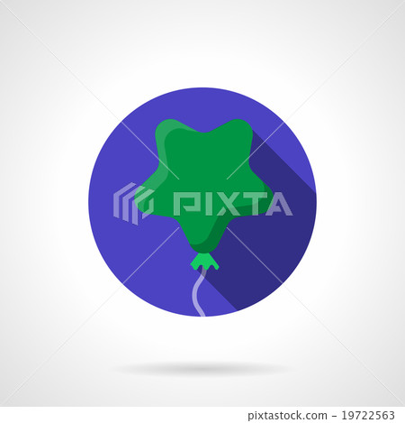Green star shaped balloon flat round vector icon 19722563
