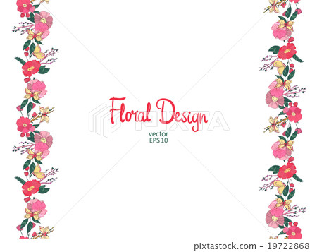 Floral border with flowers berries and butterfly 19722868