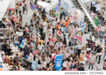 Abstract blur many urban people in the mall 19724481