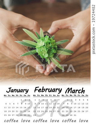 2016 calendar with Coffee love background 2016 calendar with Coffee love background 19724482