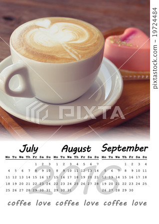 2016 calendar with Coffee love background 19724484