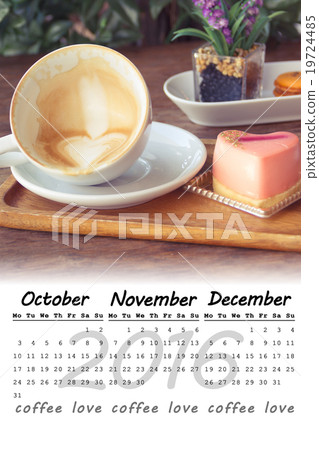 2016 calendar with Coffee love background 2016 calendar with Coffee love background 19724485