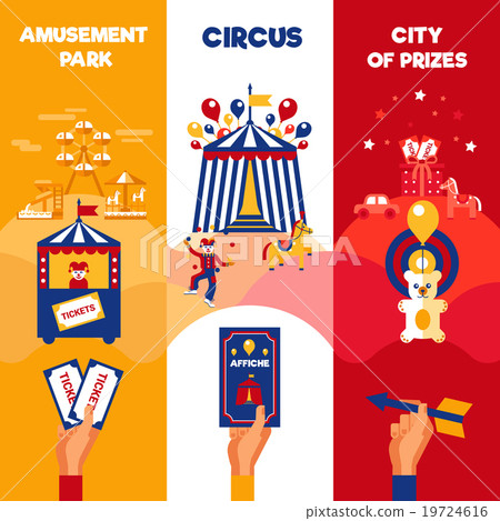 Amusement Park Circus Tickets  3 Vertical  Banners 19724616