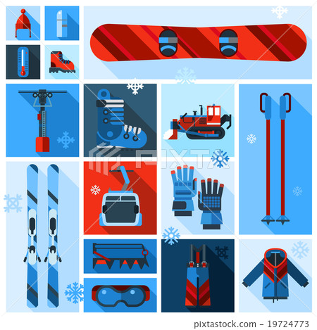 Skiing Equipment Icons Set 19724773