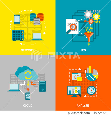 Database Analytics Flat Icons Square - Stock Illustration [19724850 ...