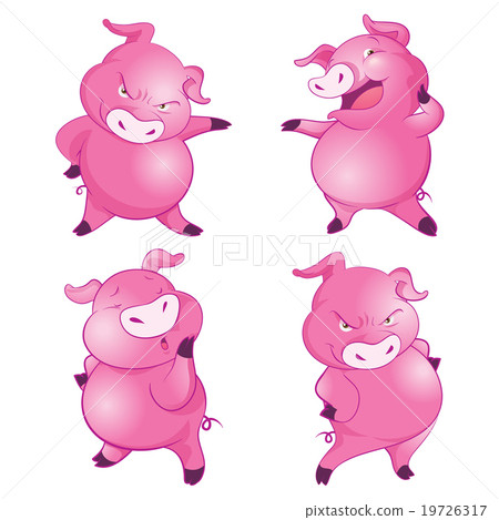 Cute pigs cheerful  funny dancing many actions 19726317