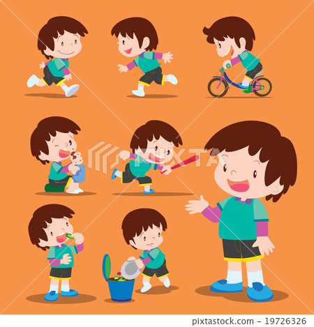 Cute boy many actions 19726326