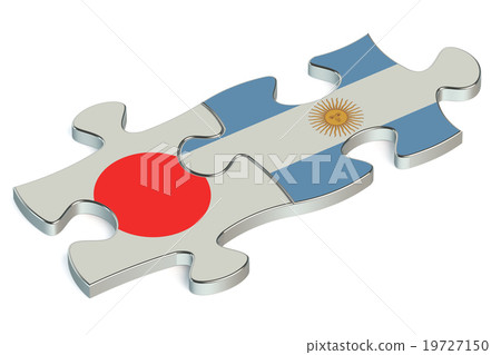 Argentina and Japan puzzles from flags - Stock Illustration [19727150