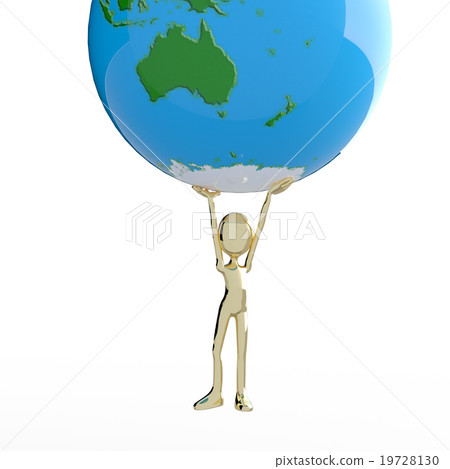 Person image lifting the earth simple doll perming3DCG illustration material Person image lifting the earth simple doll perming3DCG illustration material 19728130