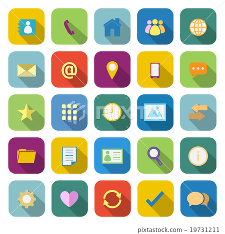 Contact color icons with long shadow Contact color icons with long shadow 19731211