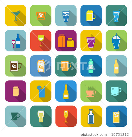 Drink color icons with long shadow Drink color icons with long shadow 19731212
