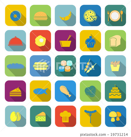 Food color icons with long shadow Food color icons with long shadow 19731214