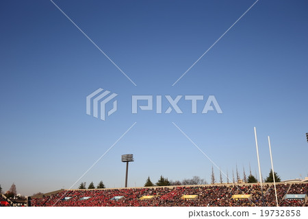Blue sky and rugby field 19732858