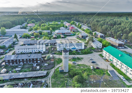 Bird eye view of housing estate in Vinzili. Russia Bird eye view of housing estate in Vinzili. Russia 19733427