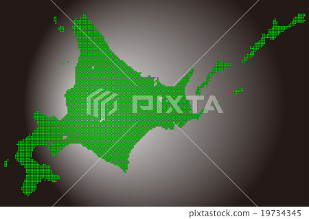 Hokkaido map dot green background carbon 19734345