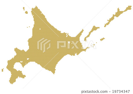 Hokkaido map dot gold 19734347