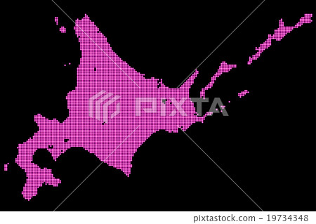 Hokkaido Map Dot Pink Background Black Hokkaido Map Dot Pink Background Black 19734348