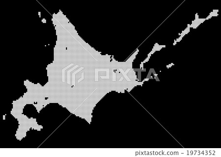 Hokkaido Map Dot White Background Black 19734352
