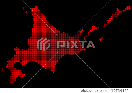 Hokkaido map dot red background Black 19734355