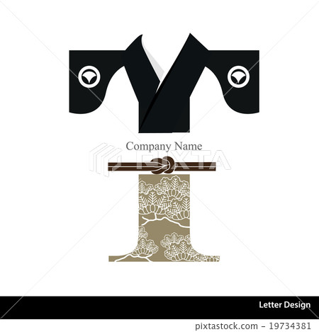 Vector of Kimono style alphabet tape T. 19734381