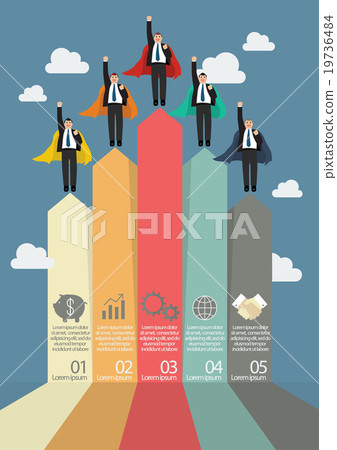 Business infographic with businessmen superhero Business infographic with businessmen superhero 19736484