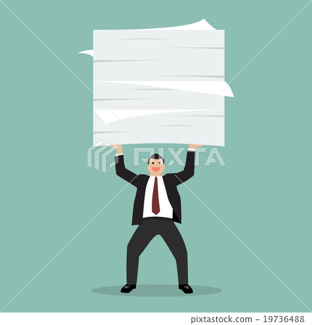 businessman lifting a lot of documents businessman lifting a lot of documents 19736488