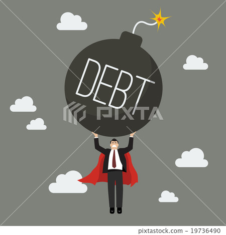 Businessman superhero carry debt bomb Businessman superhero carry debt bomb 19736490