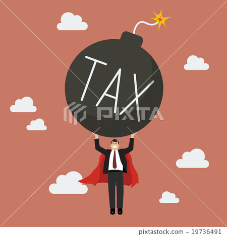 Businessman superhero carry tax bomb 19736491