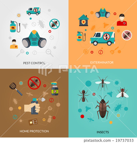 Exterminator Pest Contro 4 Flat Icons 19737033