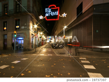 Christmas street in Barcelona at night 19737397