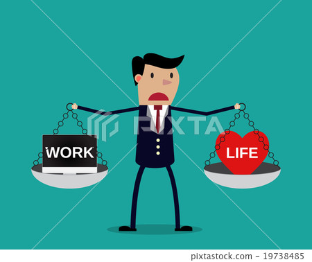 Cartoon businessman balancing Work and life - Stock Illustration ...