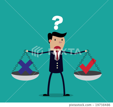 Cartoon businessman balancing cross  19738486