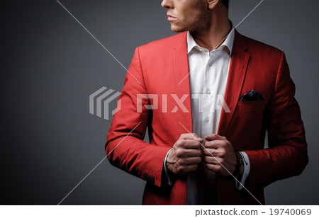 Stylish man in red jacket 19740069
