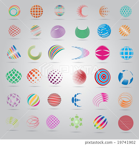 Sphere Icons Set - Isolated On Gray Background 19741902