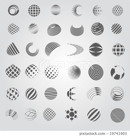 Sphere Icons Set - Isolated On Gray Background Sphere Icons Set - Isolated On Gray Background 19741903