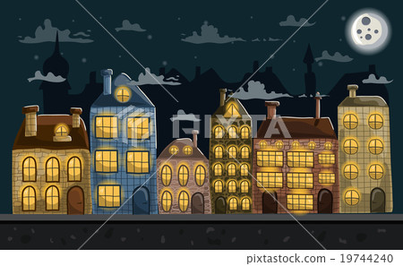 Seamless night city landscape Seamless night city landscape 19744240