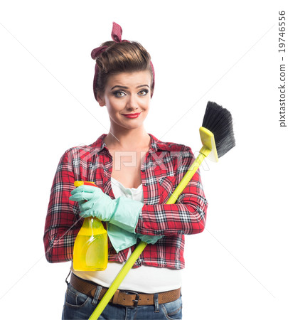 Beautiful young cleaner 19746556