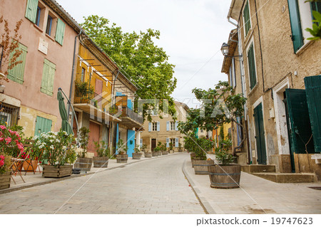 Provencal street with typical houses in southern Provencal street with typical houses in southern 19747623