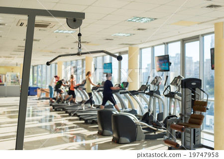 Training apparatus in a gym hall. 19747958