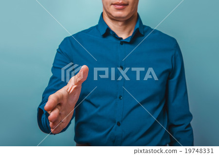 a man can not see the person  pulls a hand shake 19748331