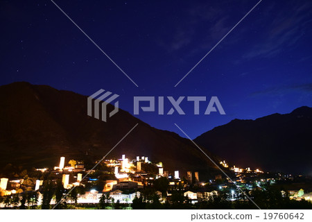 World Heritage Mestilla Caucasus Three Kingdoms of Georgia Night view of night view 19760642