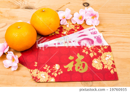 Red packet with China Renminbi Yuan notes 19760935