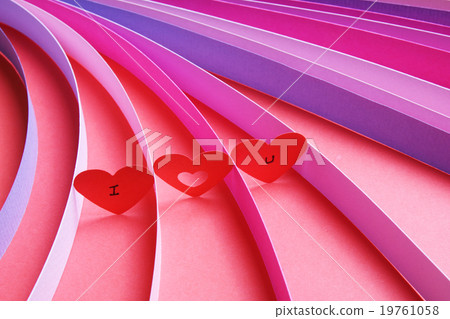 I Love You hearts with strips of colored paper I Love You hearts with strips of colored paper 19761058