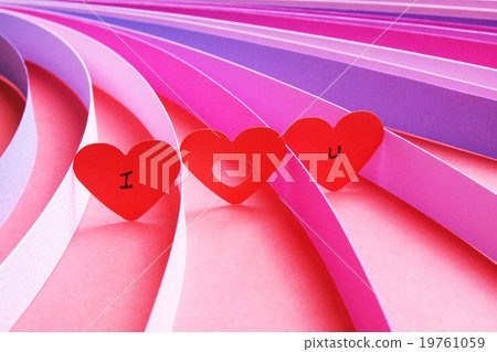 I Love You hearts with strips of colored paper I Love You hearts with strips of colored paper 19761059