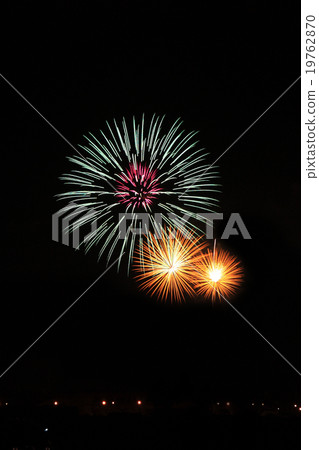 Colorful fireworks over dark sky Colorful fireworks over dark sky 19762870